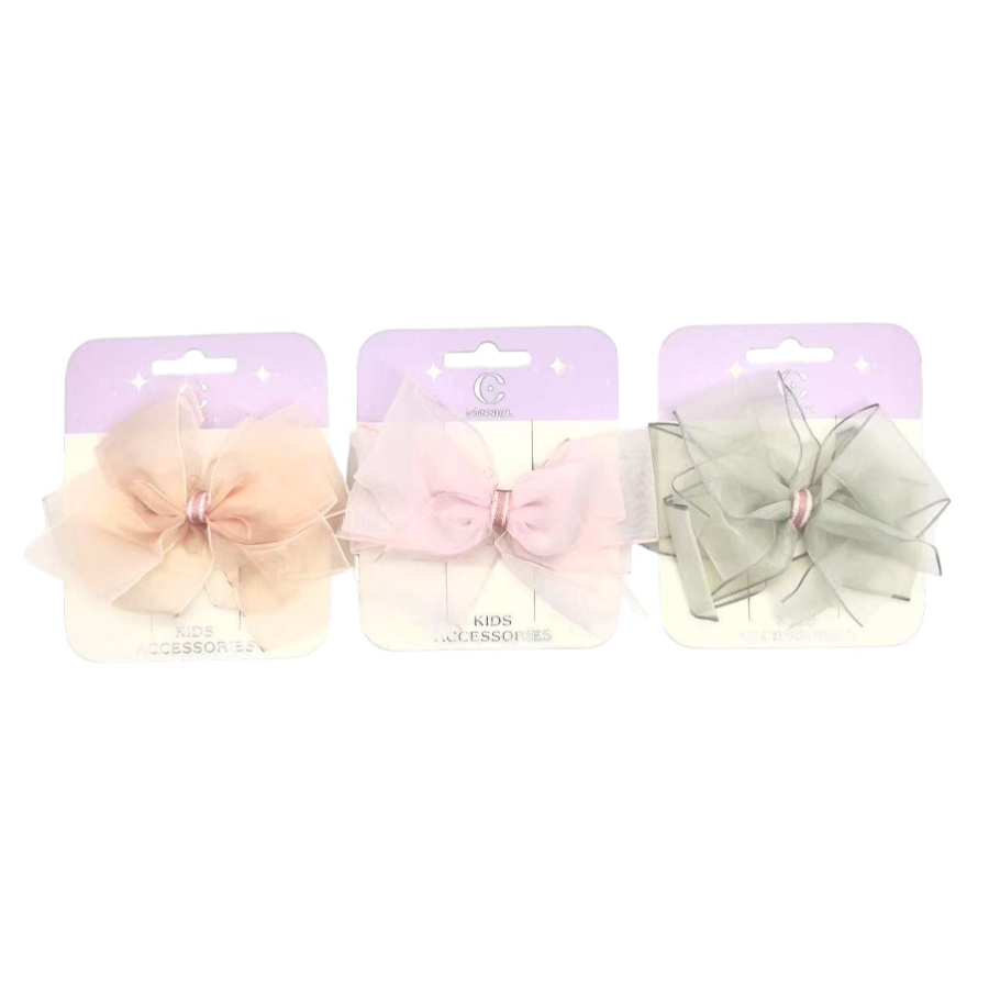 Kids Bow Clip Gauze Assorted
