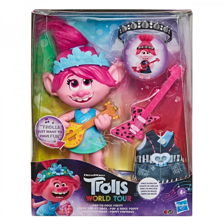 Trolls World Tour Pop To Rock Poppy Singing Doll
