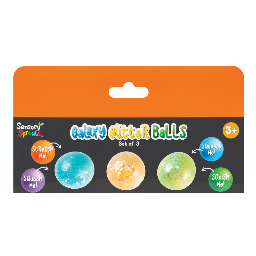 Galaxy Glitter Balls 3 Pack Orange Box