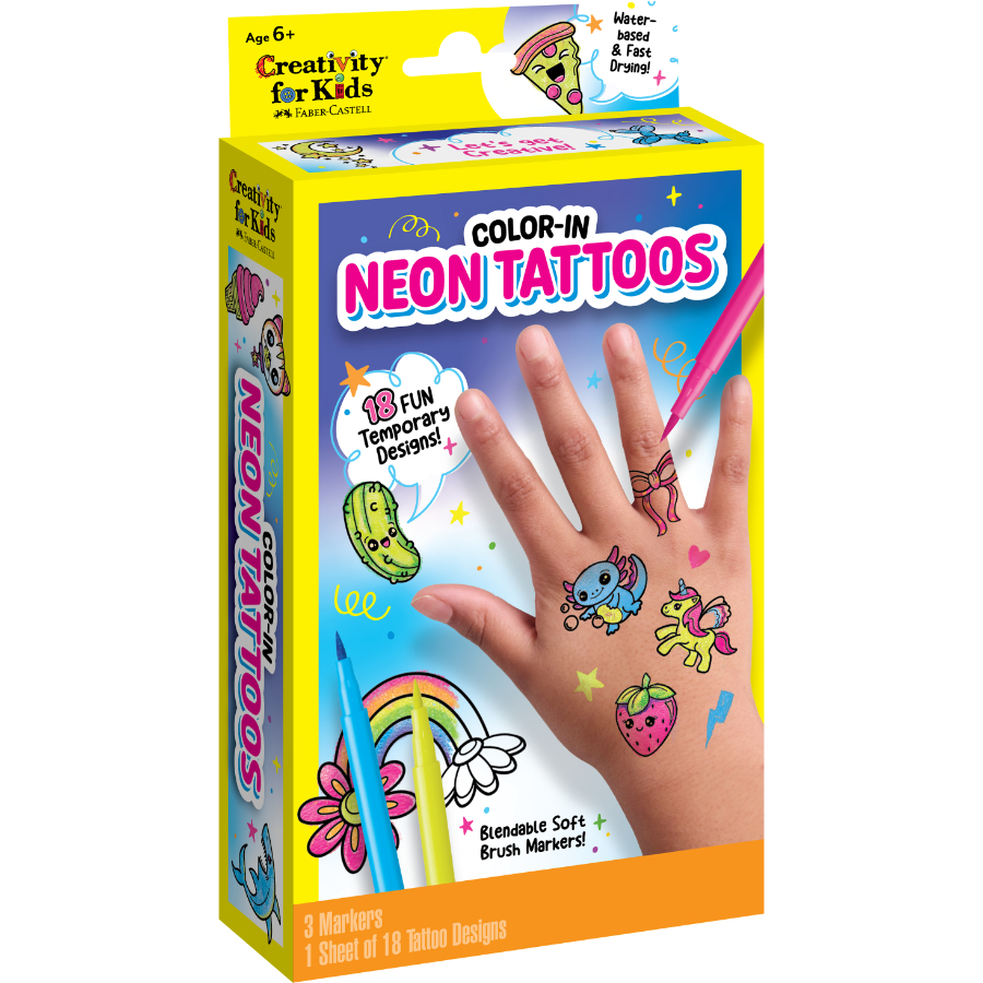 Faber Castell Creativity For Kids Mini Kit Colour In Neon Tattoos