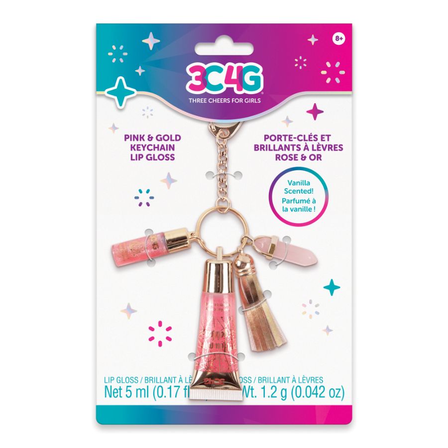 3C4G Pink & Gold Keychain Lip Gloss
