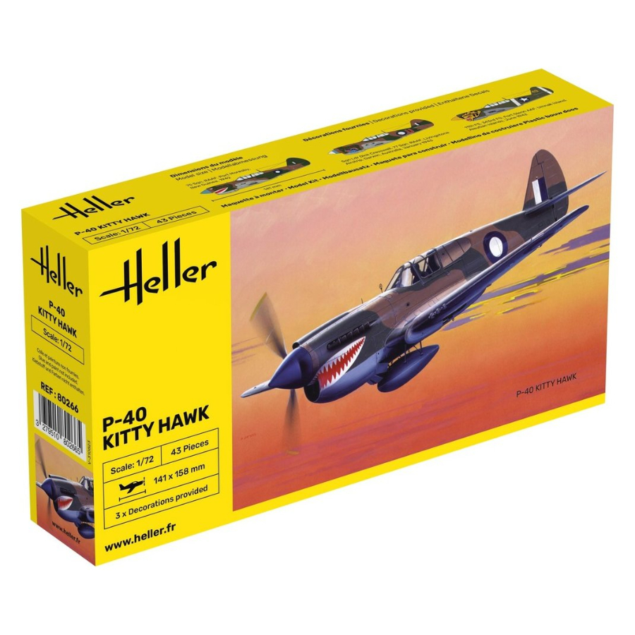 Heller Model Kit 1:72 P-40E Kitty Hawk With RAAF Decals