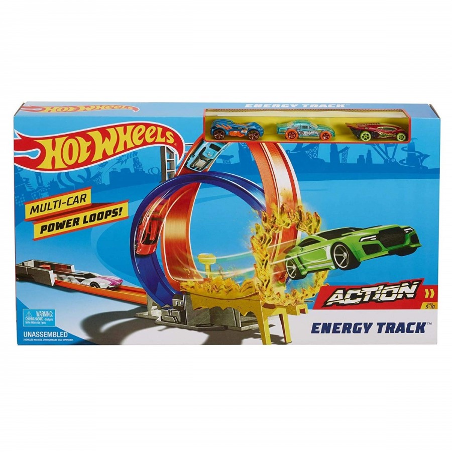 Hot Wheels Energy Track Set & 3 Cars