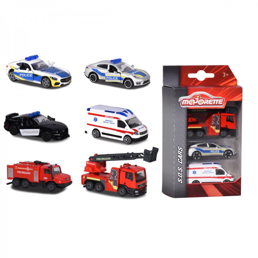 Majorette International SOS Vehicles 3 Piece Set Assorted