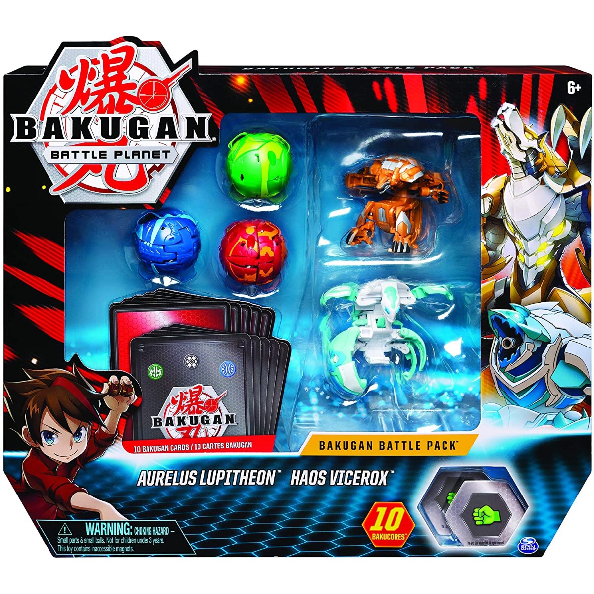 Bakugan Starter Pack 3-Pack, Haos Hyper Dragonoid Battle Planet Brawl  Bakucores