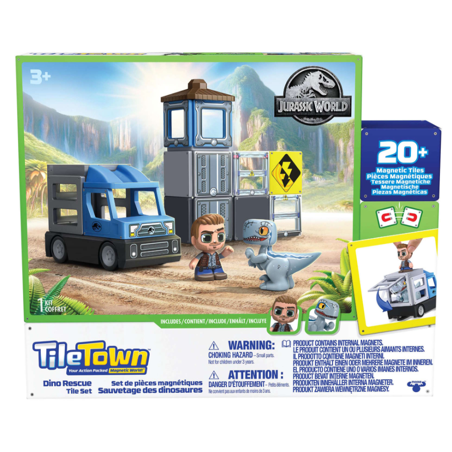 Tile Town Jurassic World Dino Rescue Magnetic Tile 20 Piece Set