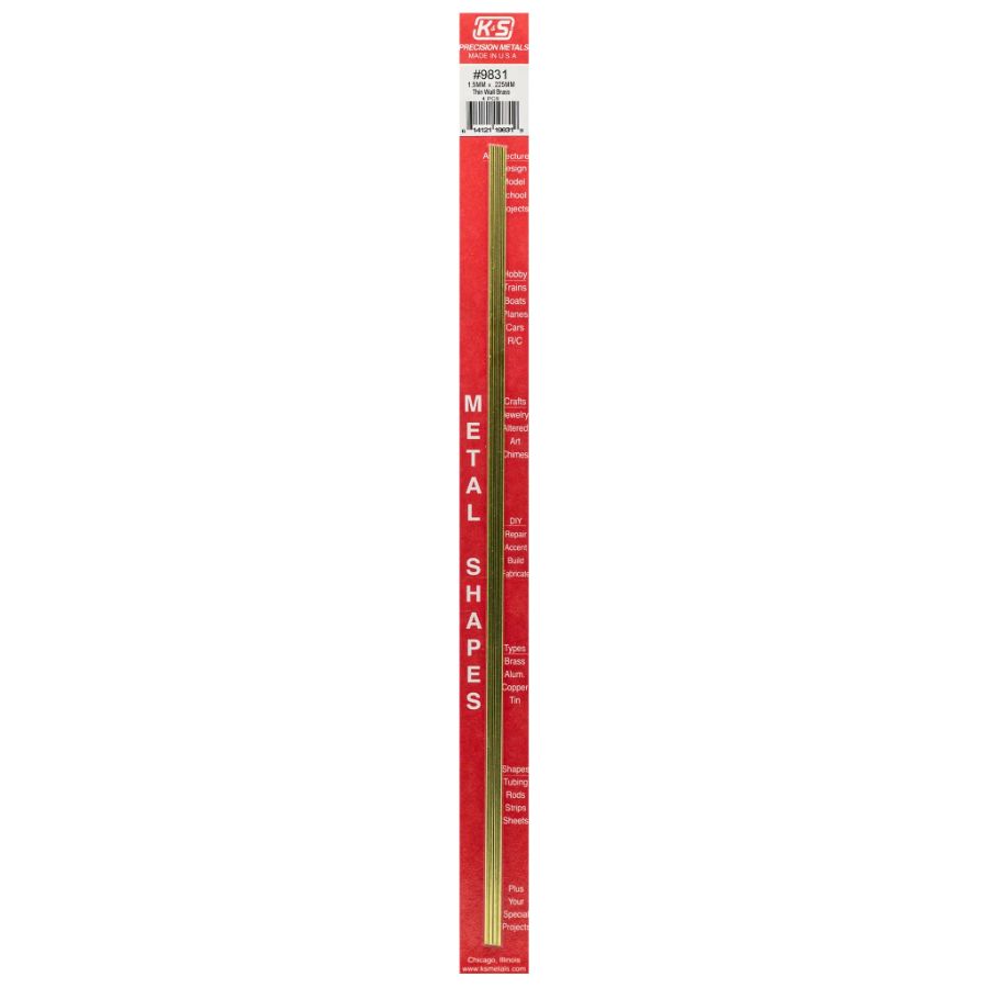 K&S Brass Round Tube 1.5 ODx300mm 0.22 Wall M0081 4 Pack