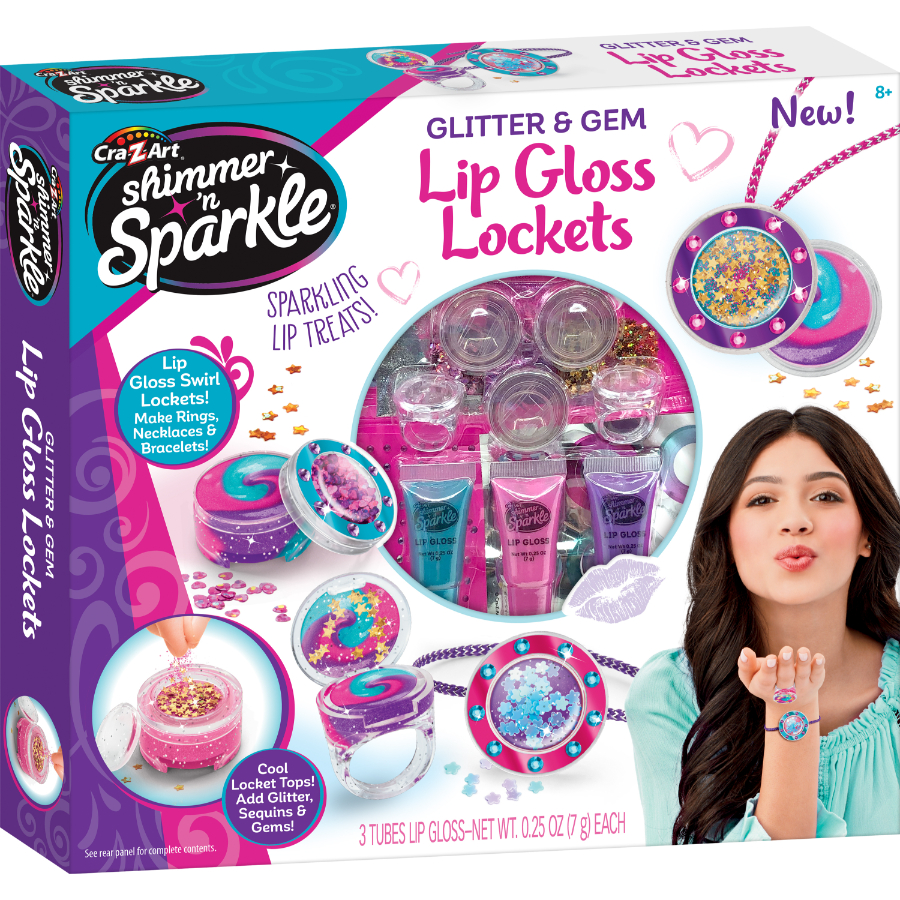 CraZArt Shimmer & Sparkle Glitter & Gem Lip Gloss Lockets