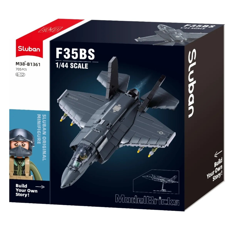 Sluban Building F35 Fighter Jet 1:44 Scale 705 Bricks