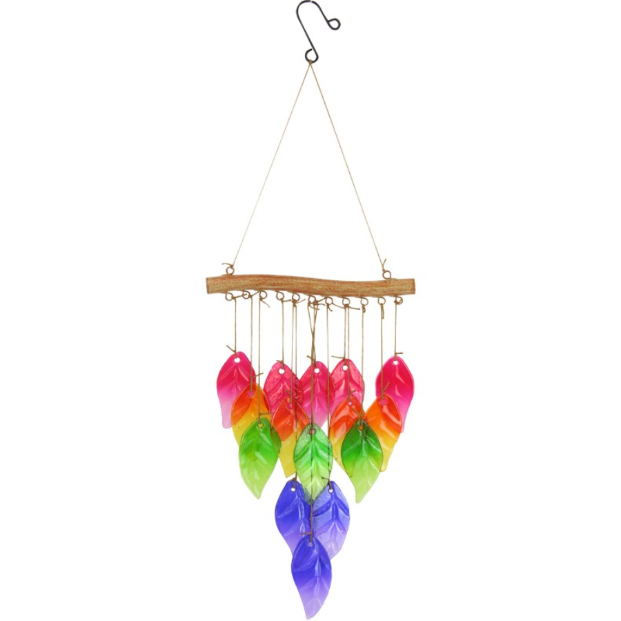 Wind Chime Glass Rainbow Leaves
