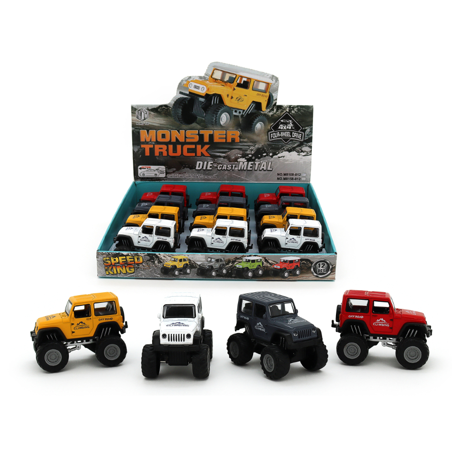 Diecast Jeep 4x4 With Pull Back Motion 9cm Assorted