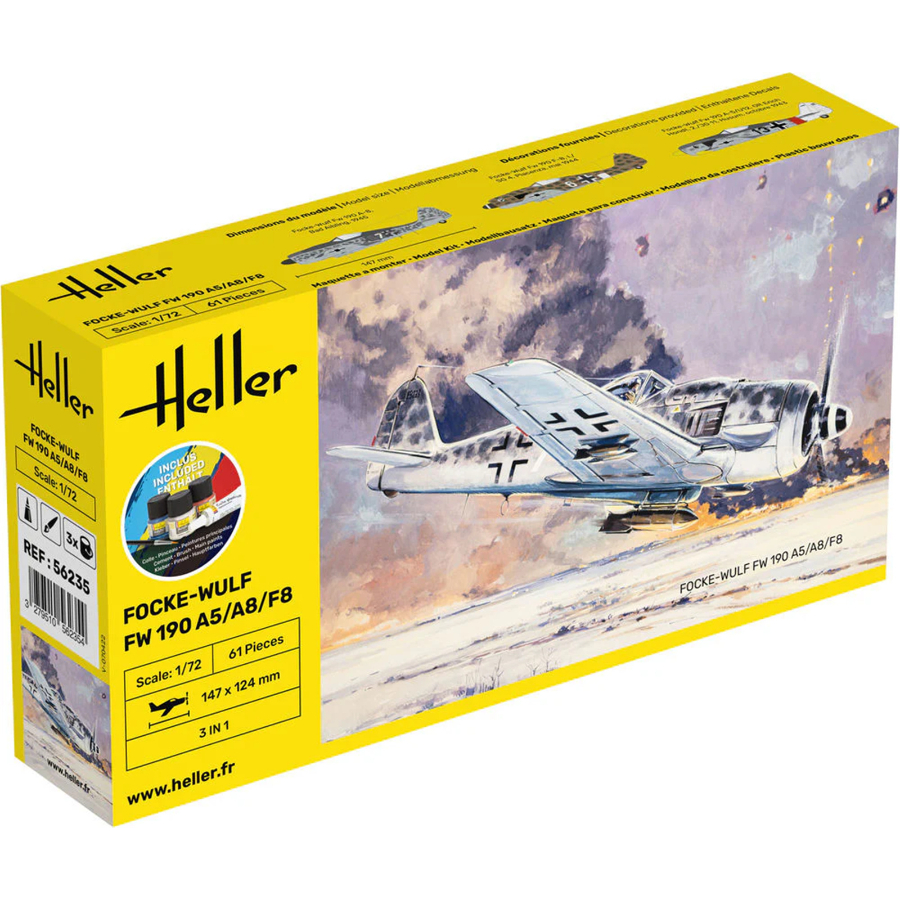 Heller Model Kit 1:72 Starter Kit Focke-Wulf FW 190 A5 A8 F8