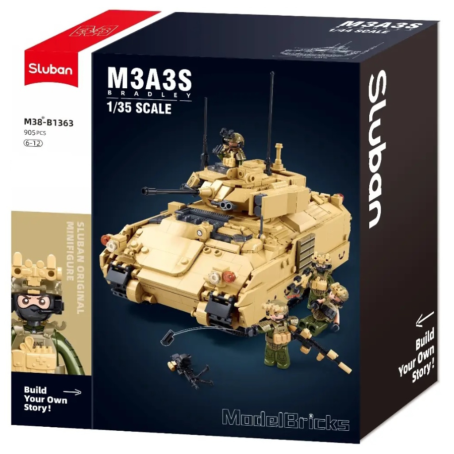 Sluban Building M3 Bradley Tank 1:35 Scale 905 Bricks