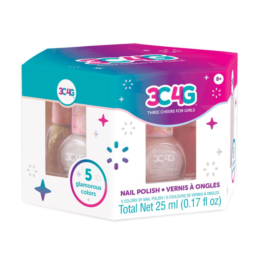 3C4G Pink & Gold Nail Polish 5 Pack