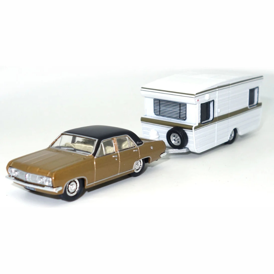 Cooee Classics Diecast 1:64 1968 HR Premier Sedan With 67 Viscount Alumvan Caravan