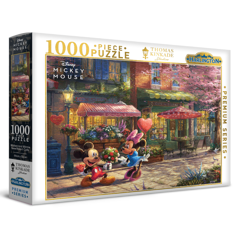 Harlington 1000 Piece Puzzle Thomas Kinkade Design Mickey & Minnie Sweetheart Café