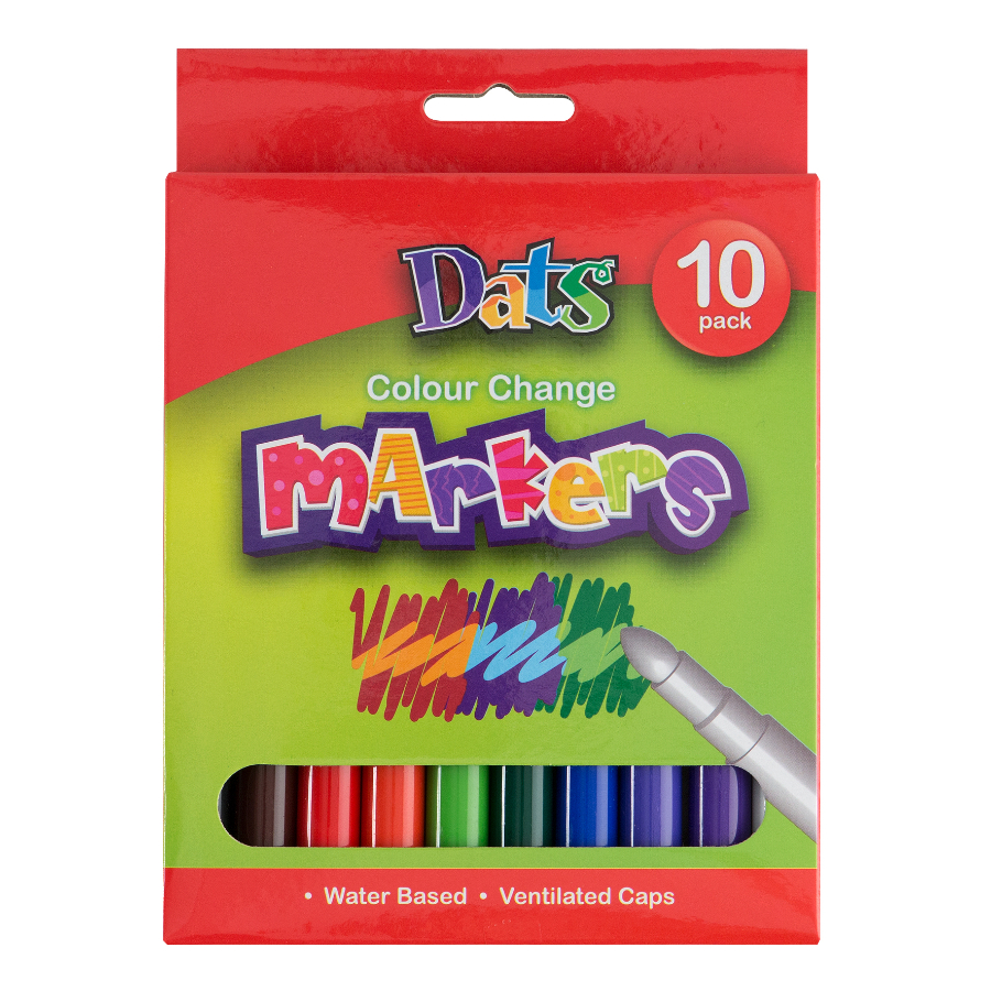 Dats Stationery Markers Colour Change Assorted Colours 10 Pack