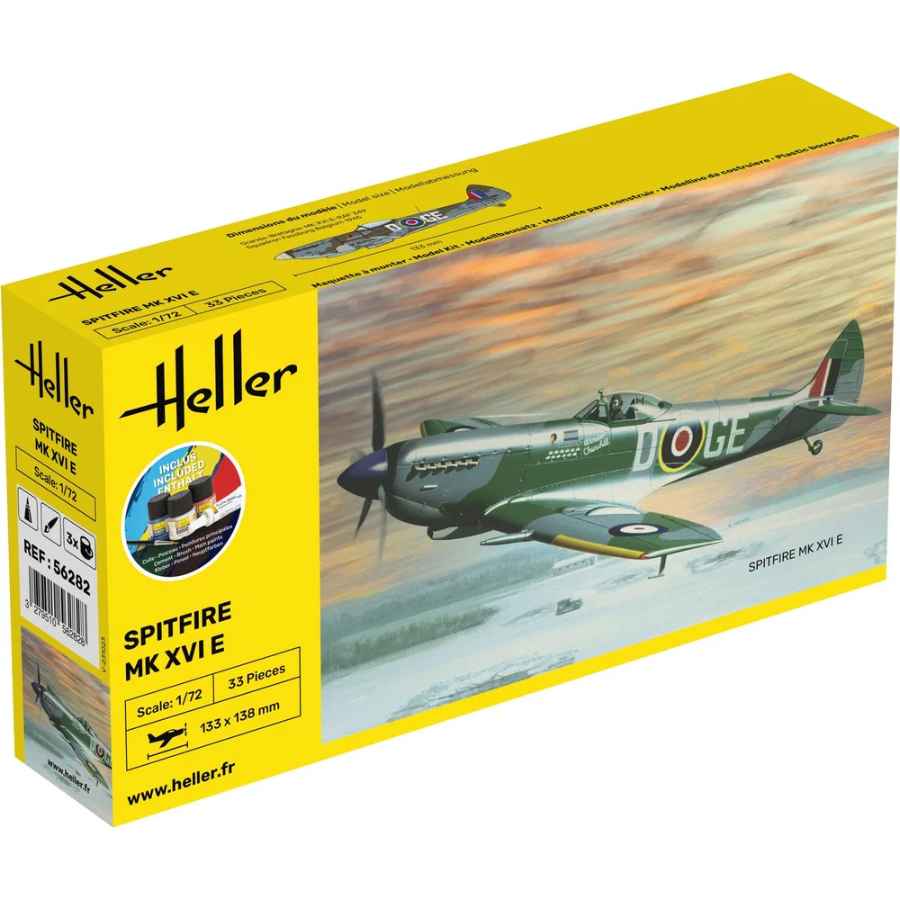 Heller Model Kit 1:72 Starter Kit Spitfire Mk XVI E