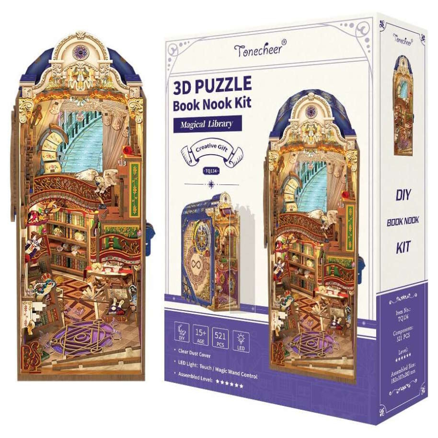 Tonecheer Book Nook Model Kit Magical Library