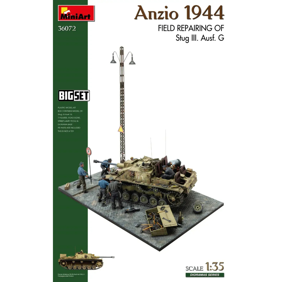 MiniArt Model Kit 1:35 Anzio 1944 Field Repairing Of Stug III Ausf G Diorama