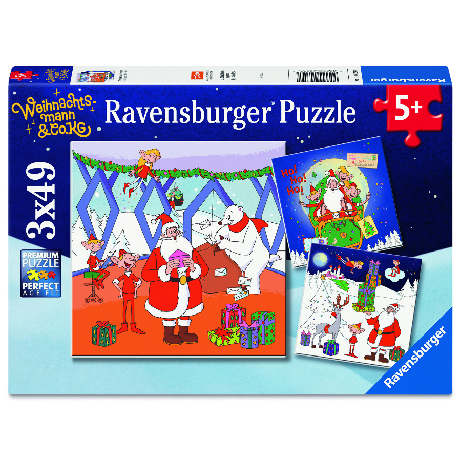 Ravensburger Puzzle 3x49 Piece Santa & His Three Elves