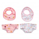 Dolls World Fabric Bibs & Nappies 4 Pack For Dolls Up To 46cm