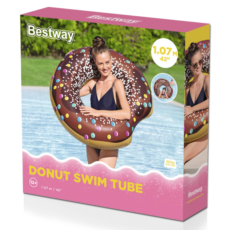 Bestway Inflatable Pool Toy Donut Swim Tube 1.07m Assorted Colours