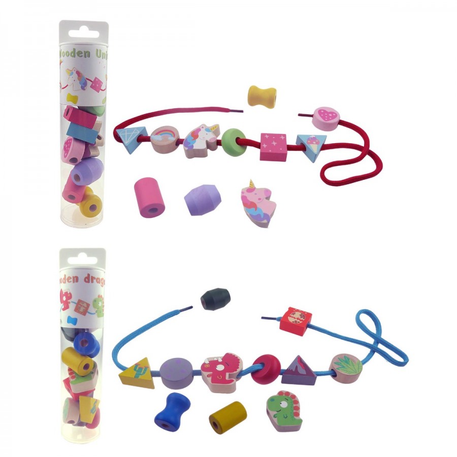 Lacing Bead Set In Tube Unicorn & Dragon Assorted