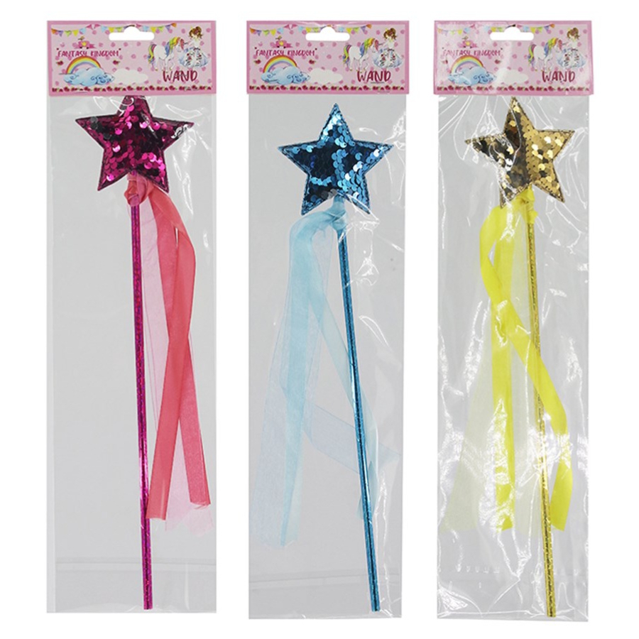 Kids Dress Up Wand Sequined Star