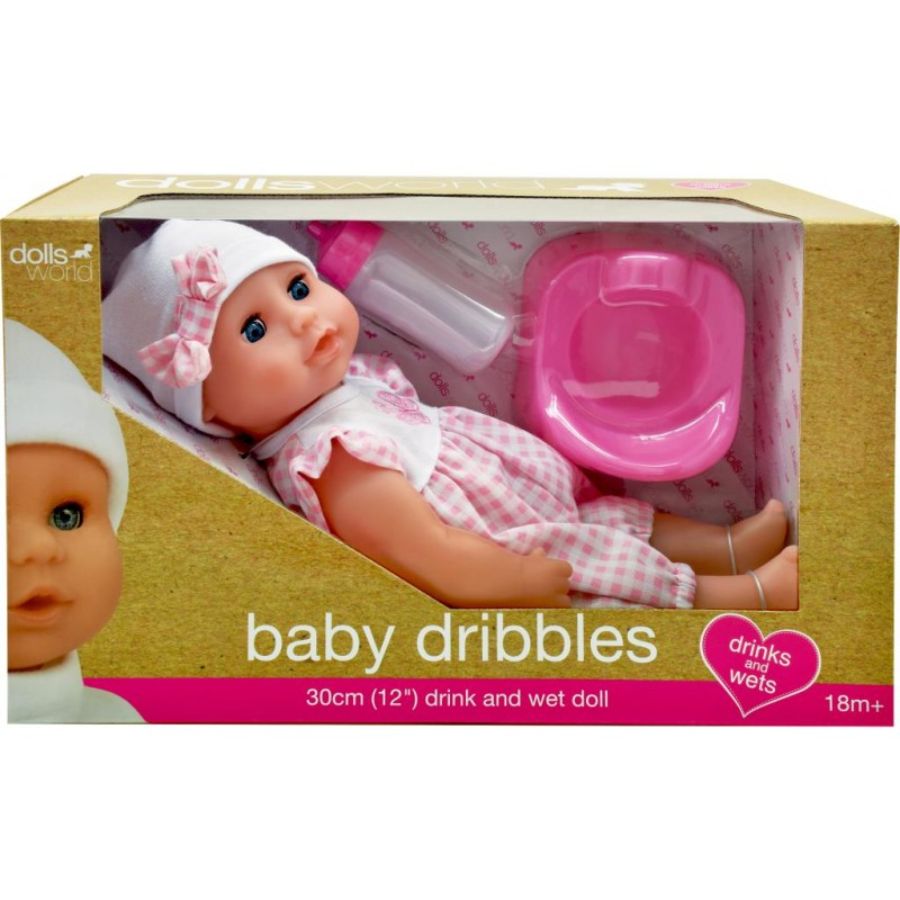 Dolls World Drink & Wet Doll Baby Dribbles 30cm