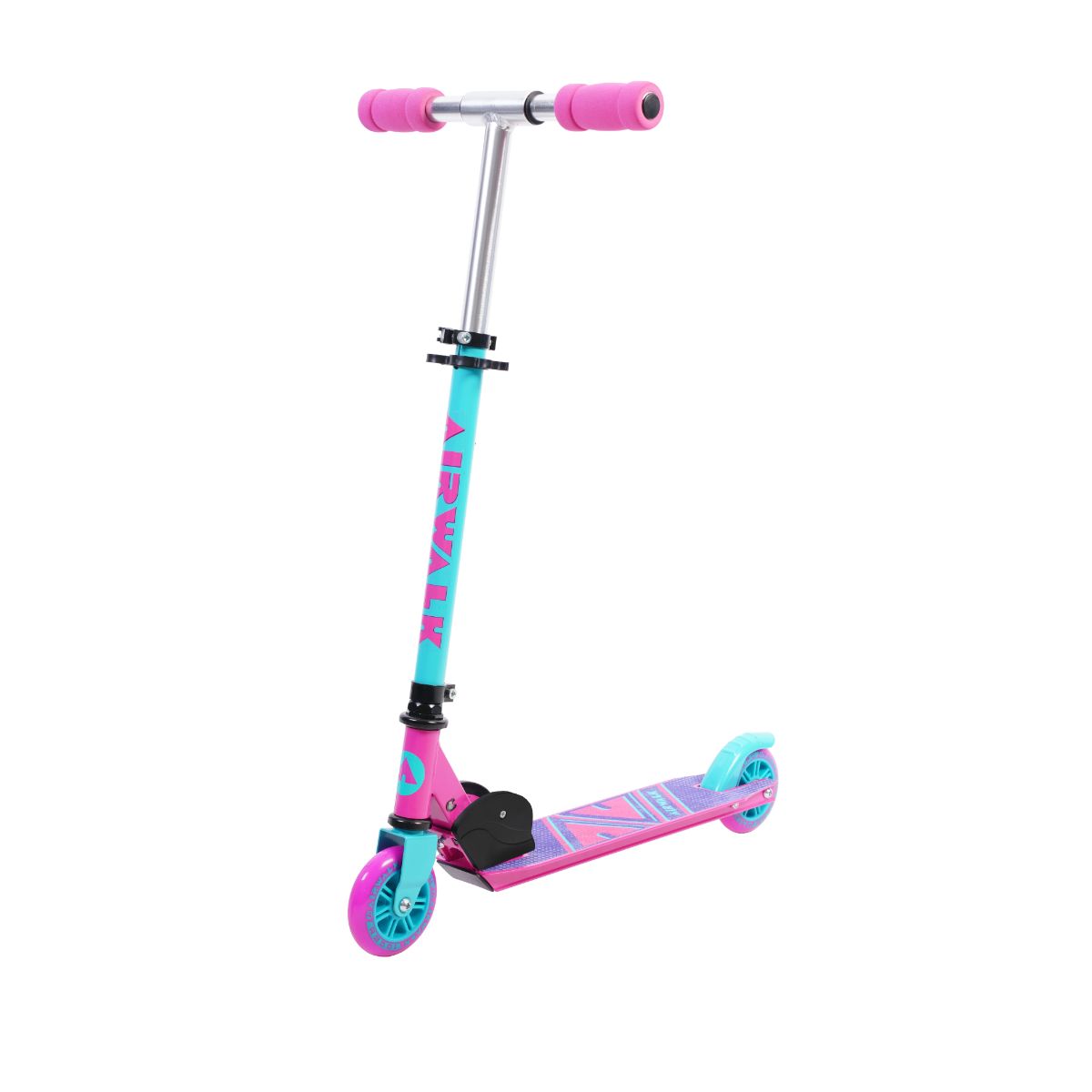 Airwalk Inline Folding Adjustable Height Kick Scooter Pink Aqua Toy