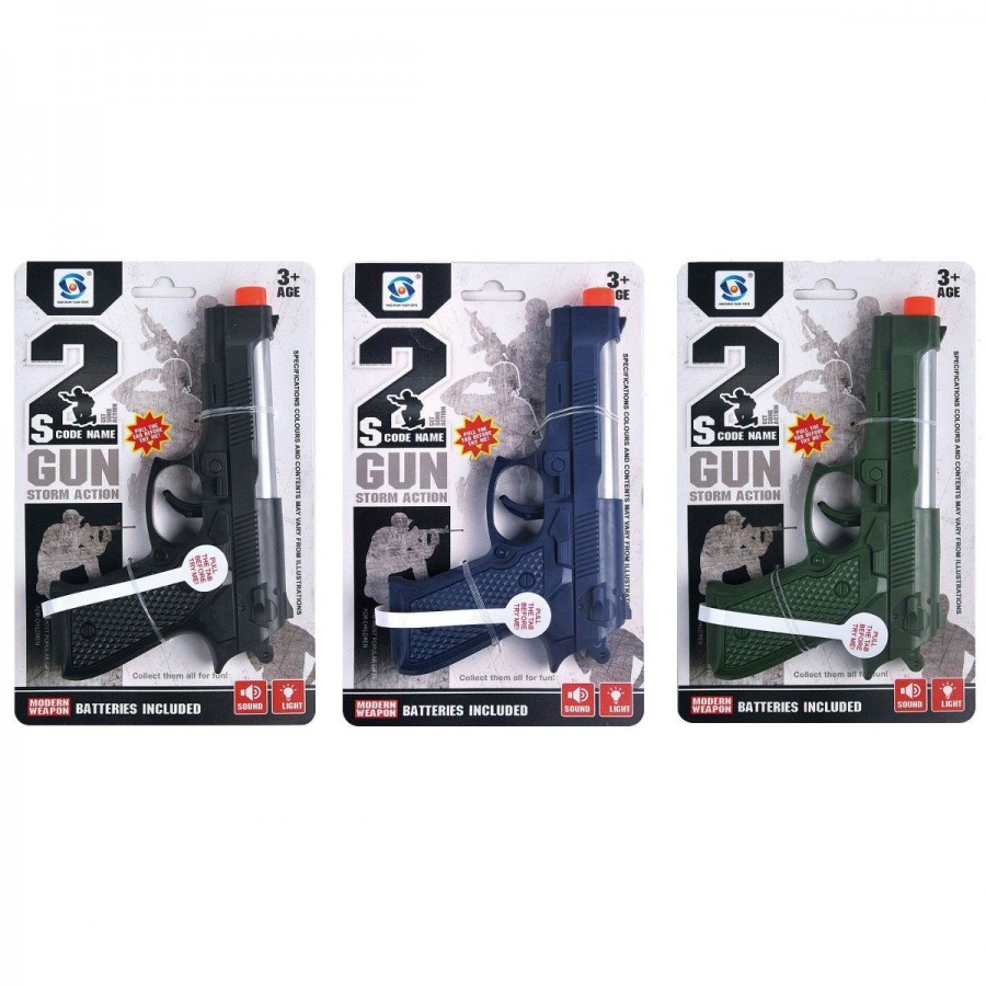 Military Pistol With Lights & Sound Assorted