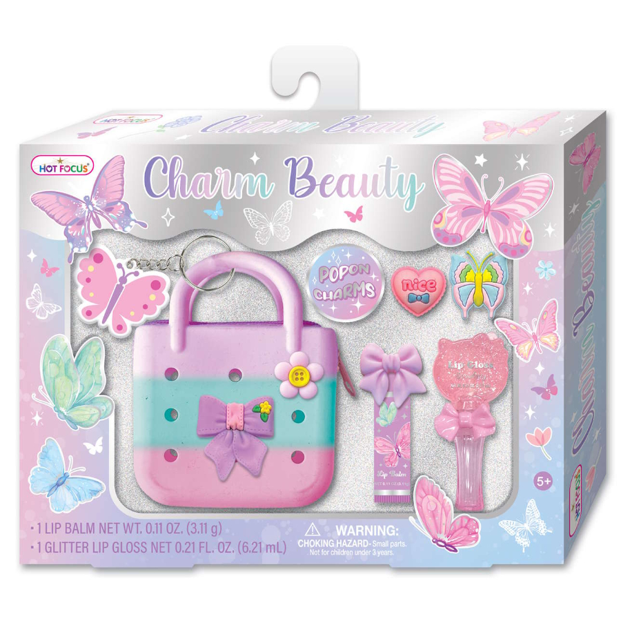 Charm Beauty Kit With Bag, Charms, Lip Balm & Lip Gloss