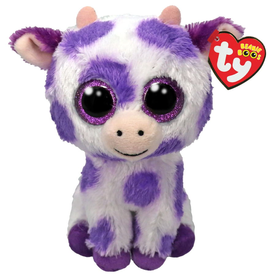 Ty Beanie Boos Regular Plush Ethel Purple Spots Cow