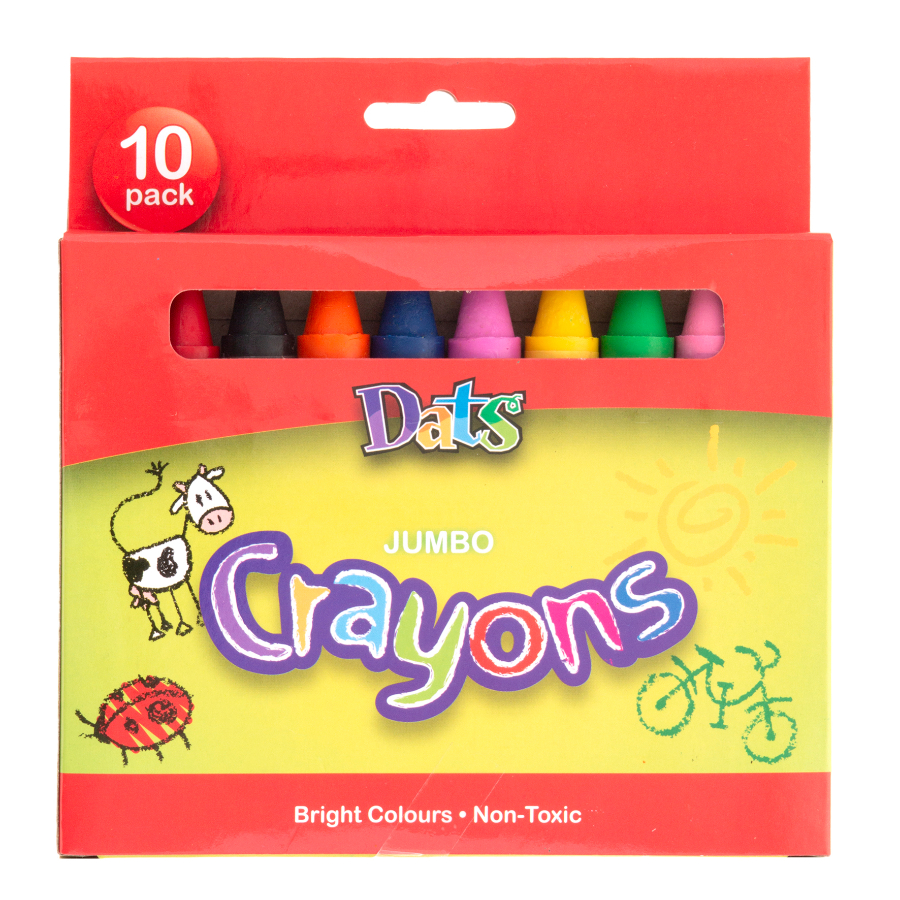 Dats Stationery Crayons Jumbo Assorted Colours 10 Pack