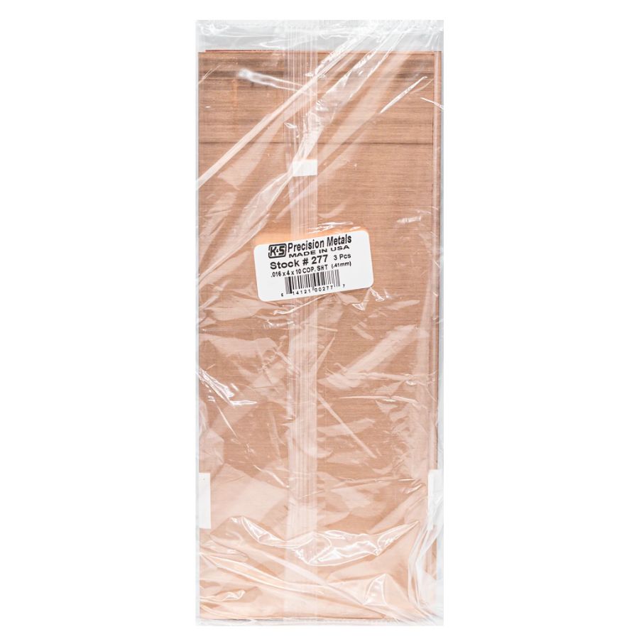 K&S Copper Sheet 0.016x4x10 Inch