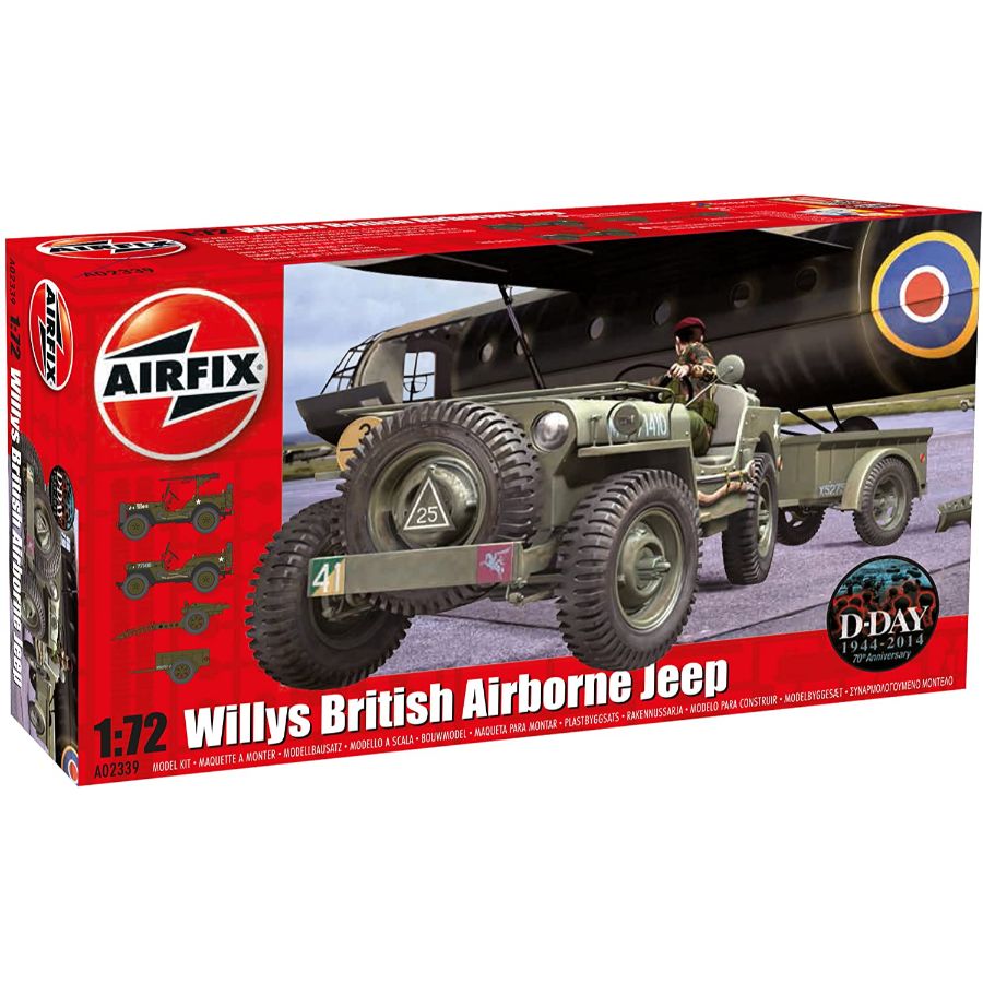 Airfix Model Kit 1:72 Willys Jeep Trailer & 6PDR Gun