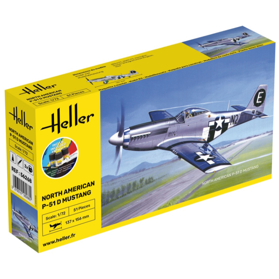 Heller Model Kit 1:72 Starter Kit P-51 Mustang