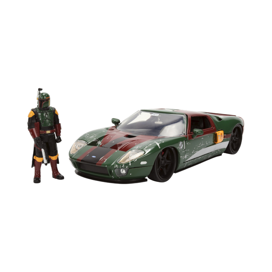 Jada Diecast 1:24 Star Wars 2005 Ford GT With Boba Fett Figure