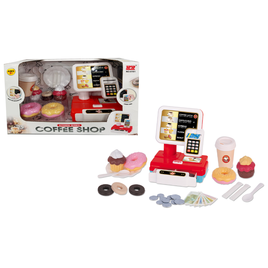 Coffee Shop Check Out Cash Register Playset With Accessories