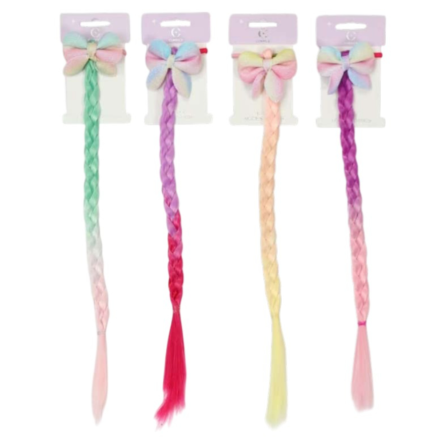 Kids Wigs Gradient Colour Braids With Bow Assorted