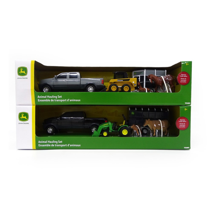 John Deere Animal Hauling Set With Multiple Vehicles & Animals Assorted