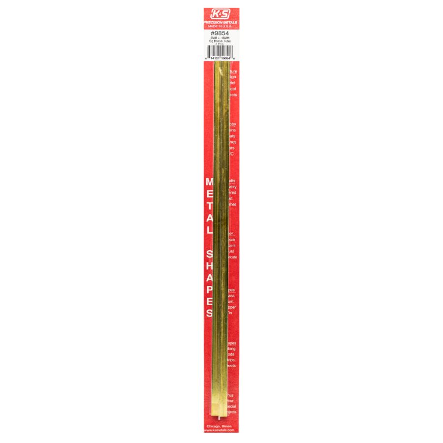 K&S Brass Square U Tube 6.0x300mm 0.45 Wall 2 Pack