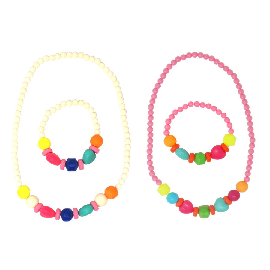Fluorescent Bead Necklace & Bracelet Set Assorted