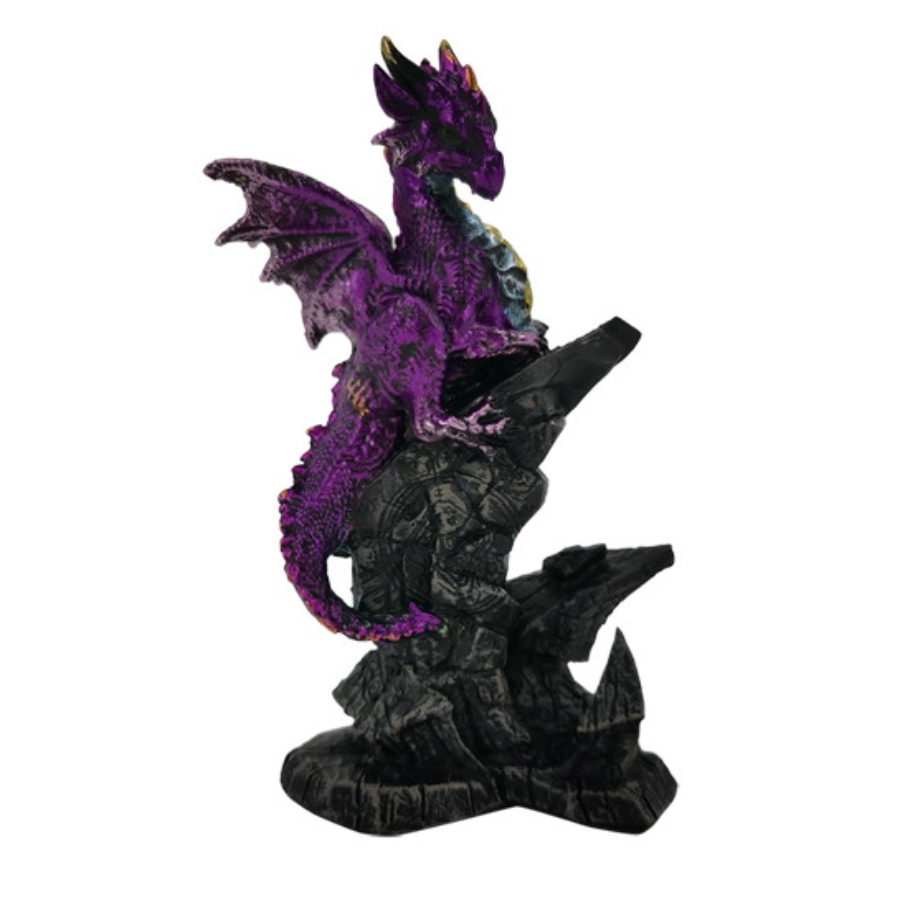 Dragon On Rune Stone Rock 11cm Assorted