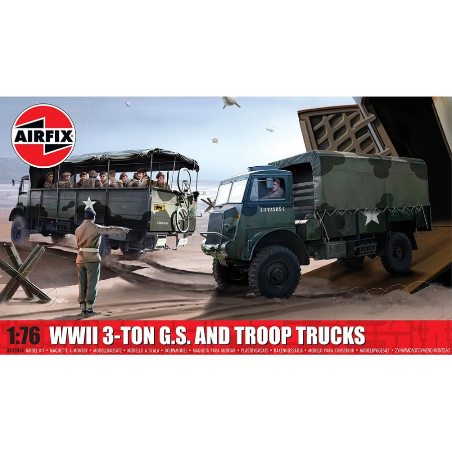 Airfix Model Kit 1:76 WWII 3-Ton GS & Troop Trucks