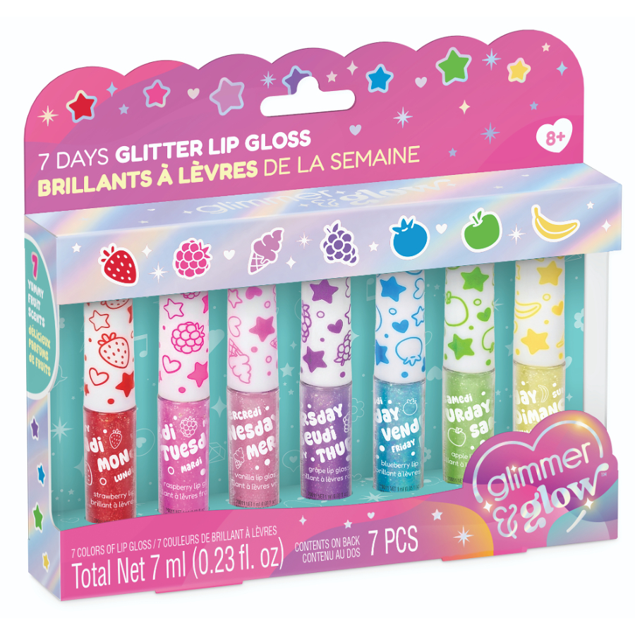 Glimmer & Glow Days Of The Week Glitter Lip Gloss 7 Pack