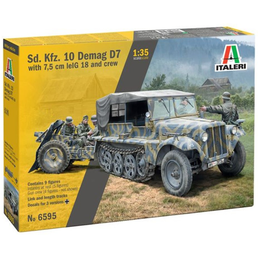 Italeri Model Kit 1:35 Sd Kfz 10 DEMAG D7 With 7.5cm Le IG 18 & Crew