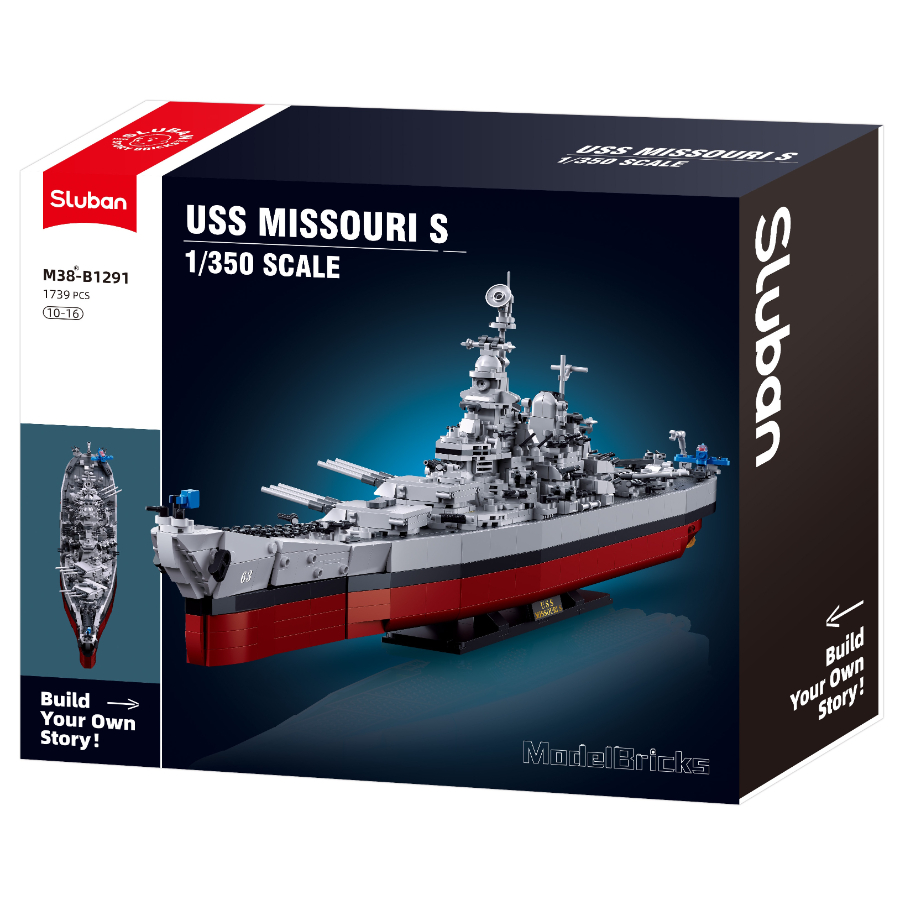 Sluban Building USS Missouri 1:350 Scale 1739 Bricks