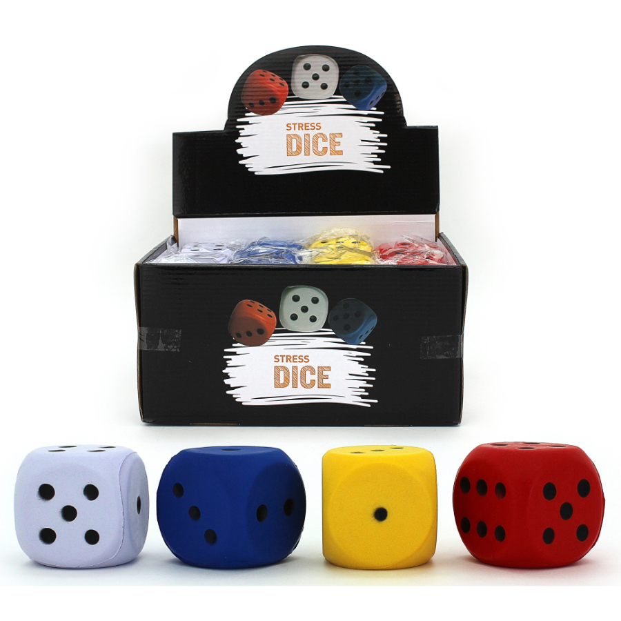Stress Squeeze Dice 6cm Assorted